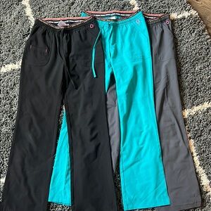 Set of Three Scrub Pants in Black, Teal, and Gray